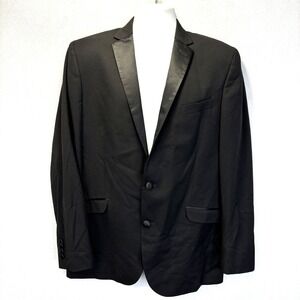 Kenneth Cole Reaction Techni-Cole Tuxedo Jacket Mens 42L Black Satin Stretch